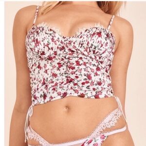 For Love & Lemons Silky Floral Corset Top Size Medium